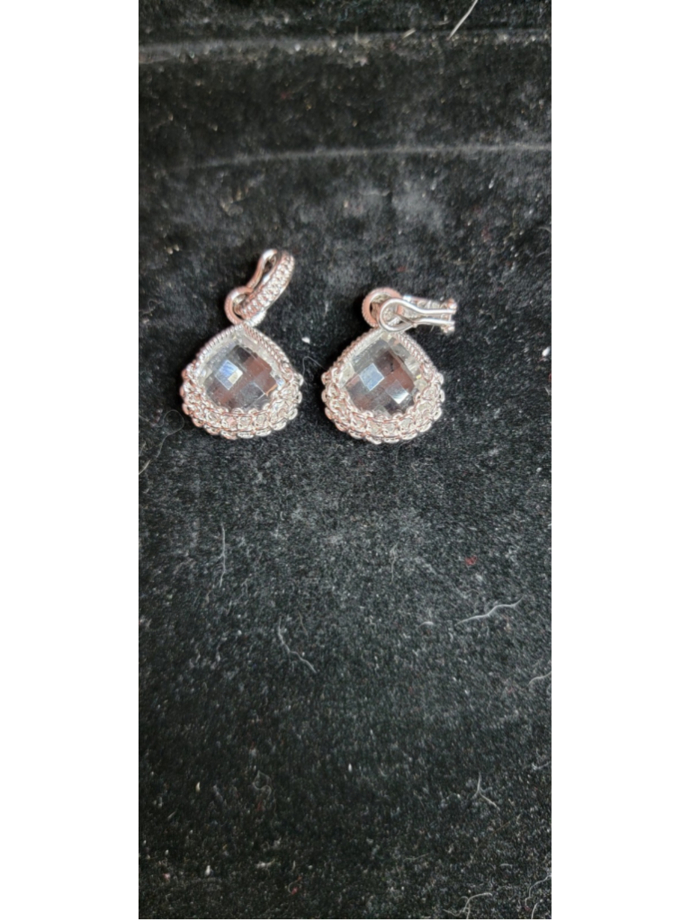 Sterling Silver Omega Back Earrings Large Faceted Crystal Statement Earrings 24